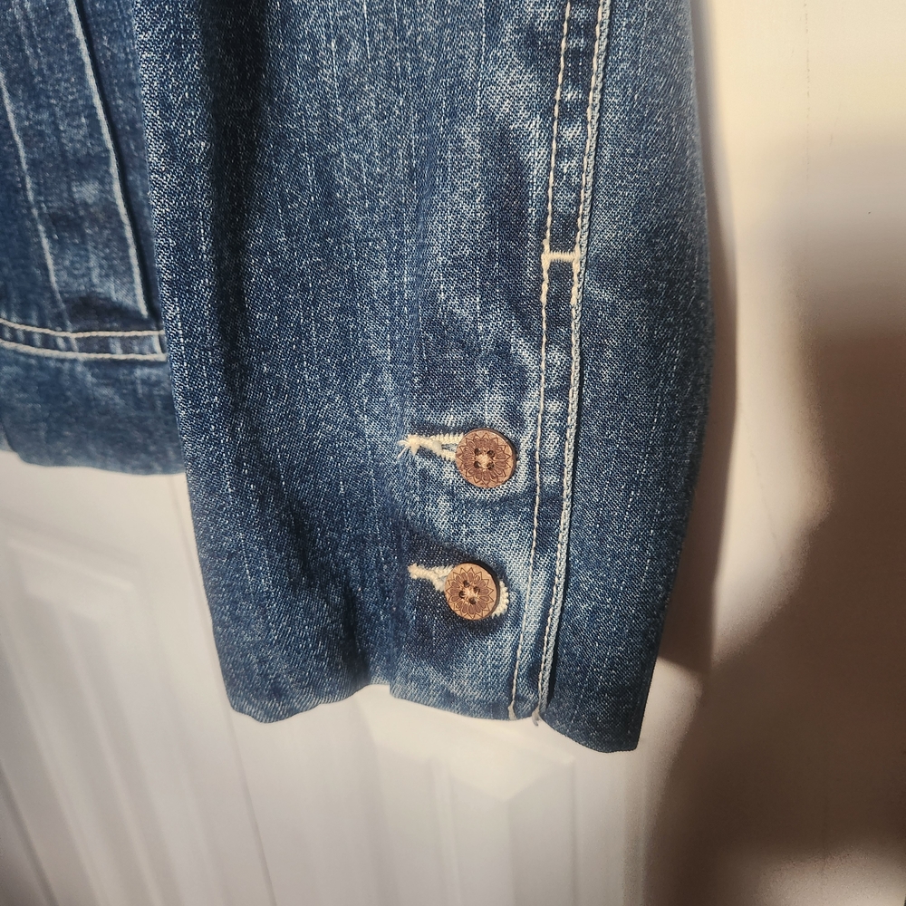 Vintage Caribbean Joe Indigo Denim Jacket Womens Petite Large - Picture 3 of 10